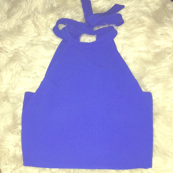 Backless J.O.A Crop top bow tie blue pink open - Picture 2 of 7